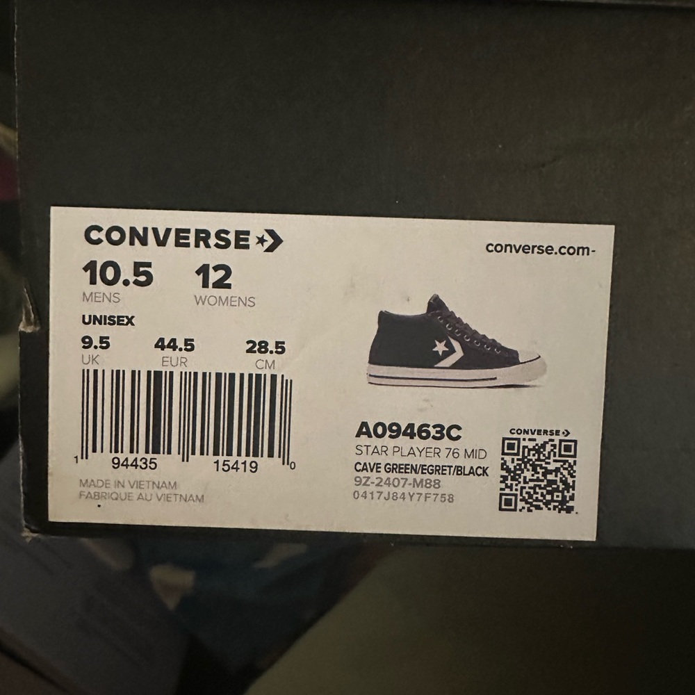 CONVERSE STAR PLAYER 76 MID CAVE GREEN/EGRET/BLACK - Picture 6 of 6